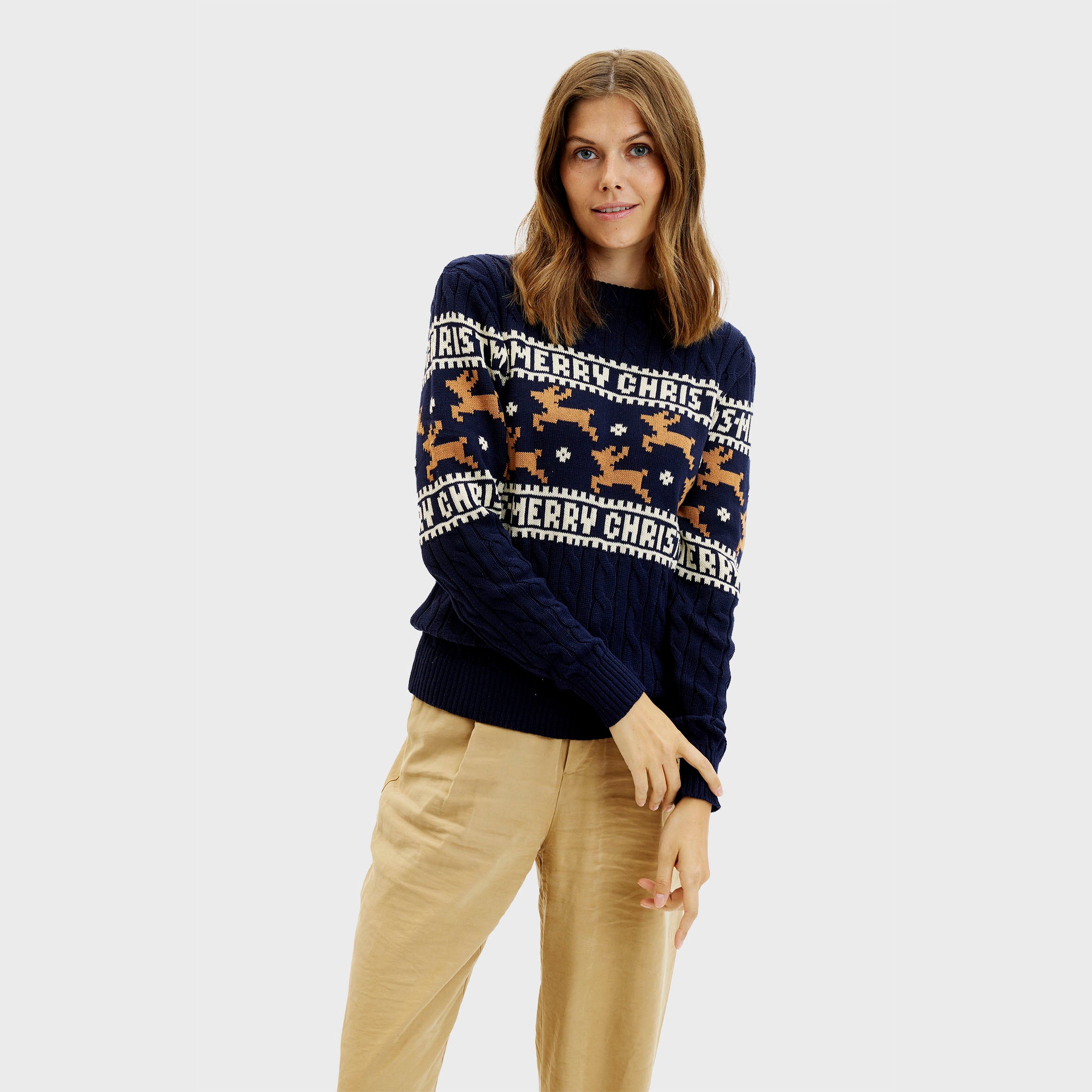 Den Elegante Julesweater Blå - Dame.